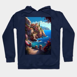 Mediterranean Coastline- Oil Paint Hoodie